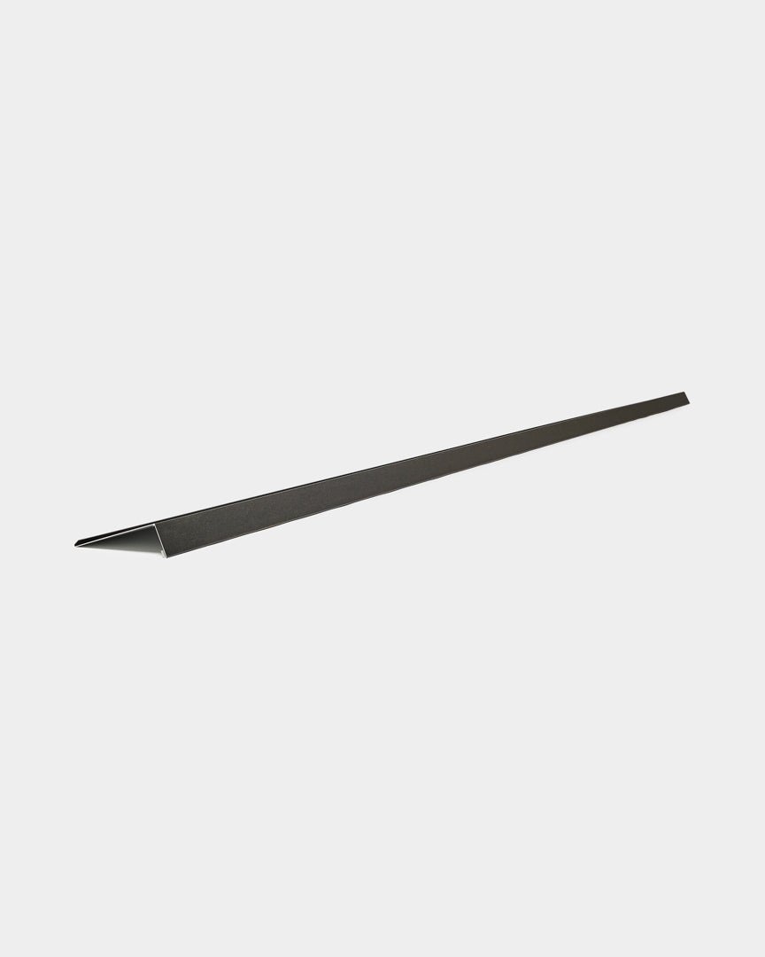 WoodUpp Aluwood Window sill profile in powder-coated black aluminium. The full-size profile is shown; this listing is a sample piece.